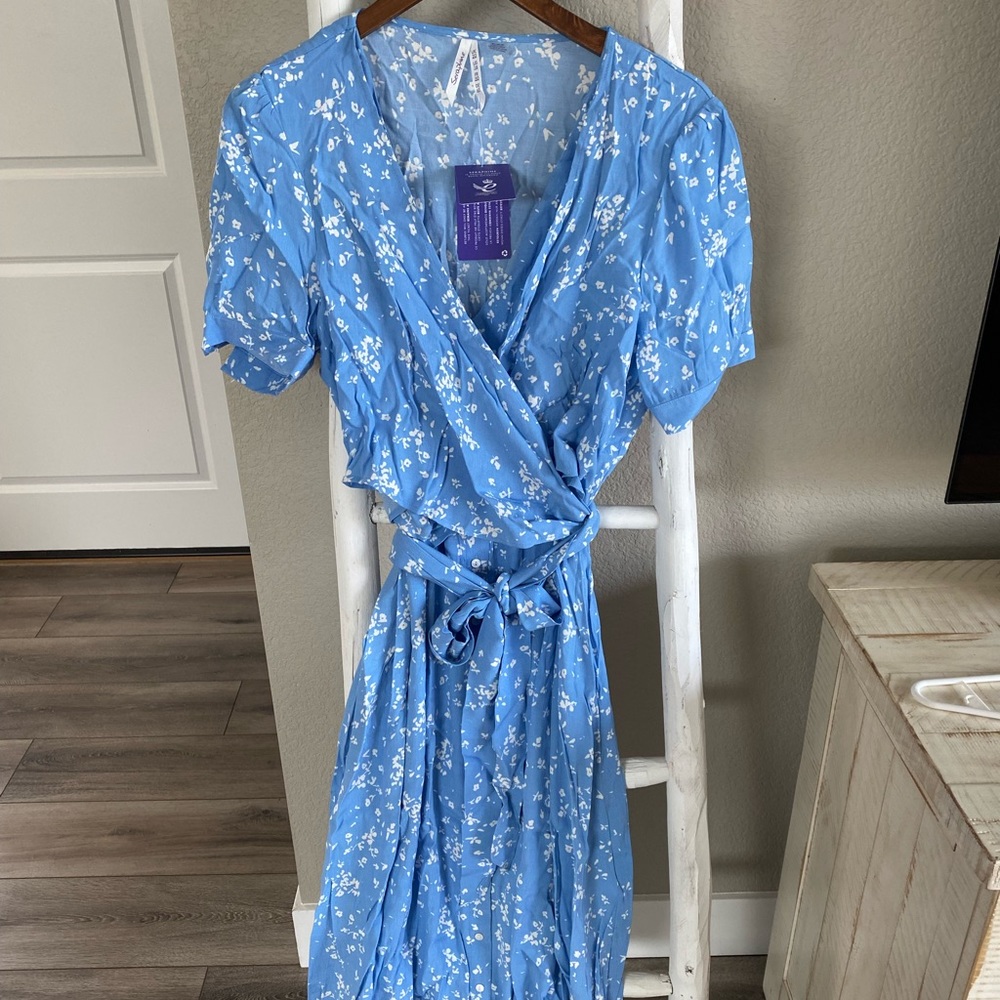 Blue Floral Maternity & Nursing Midi Dress from Seraphine
